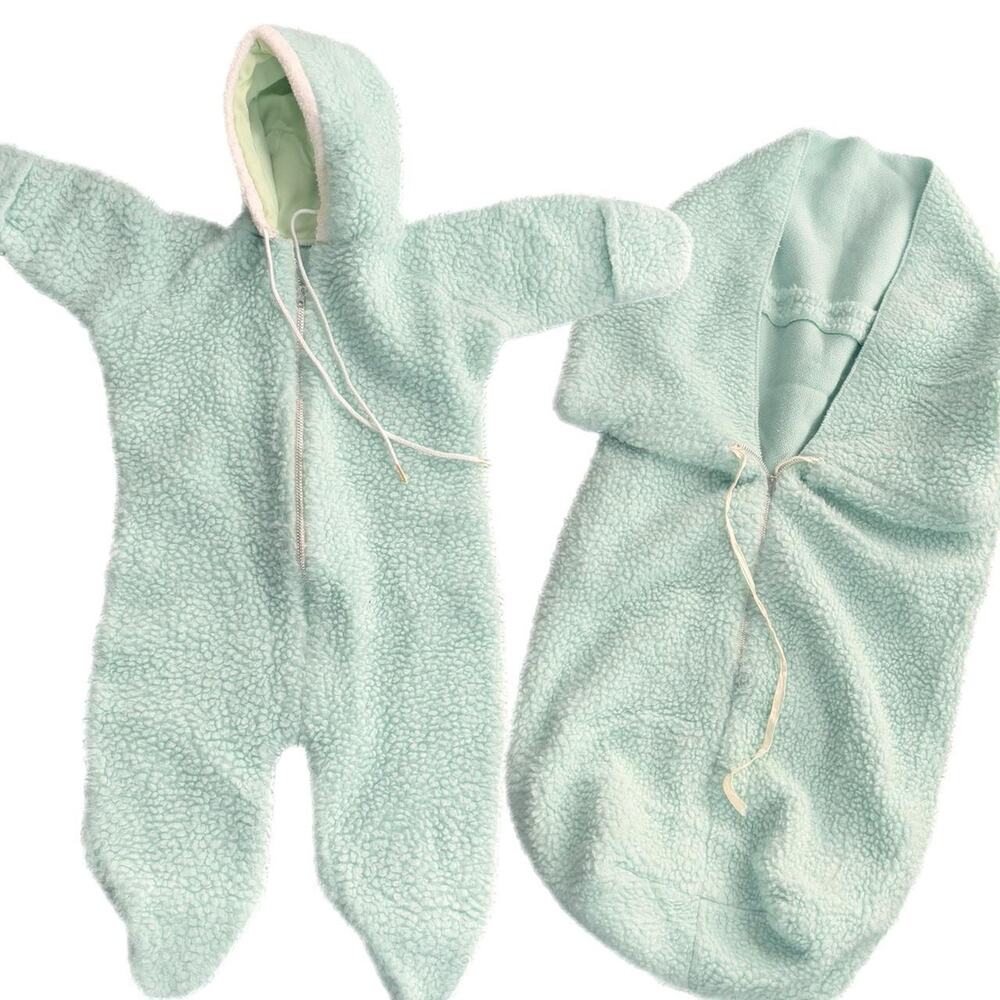 80s light green snowsuit and bunting set